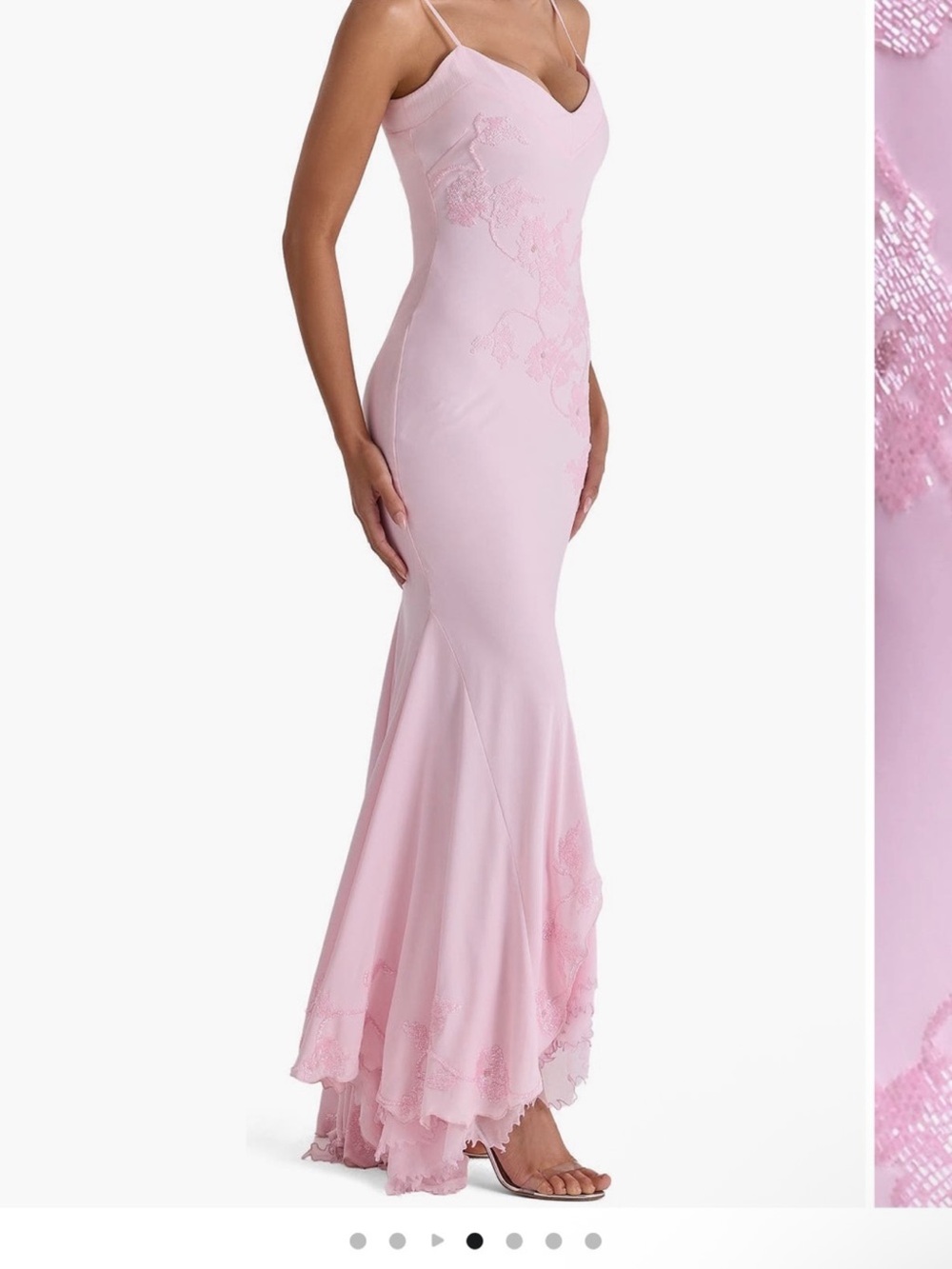 HOUSEOFCB 'Anastelle' Pink Hand Beaded Embellished Satin Maxi Dress Size S - Picture 14 of 17